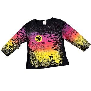 Last chance…Halloween Shirt Top Bling Y2K Trick or Treat Witch XL
